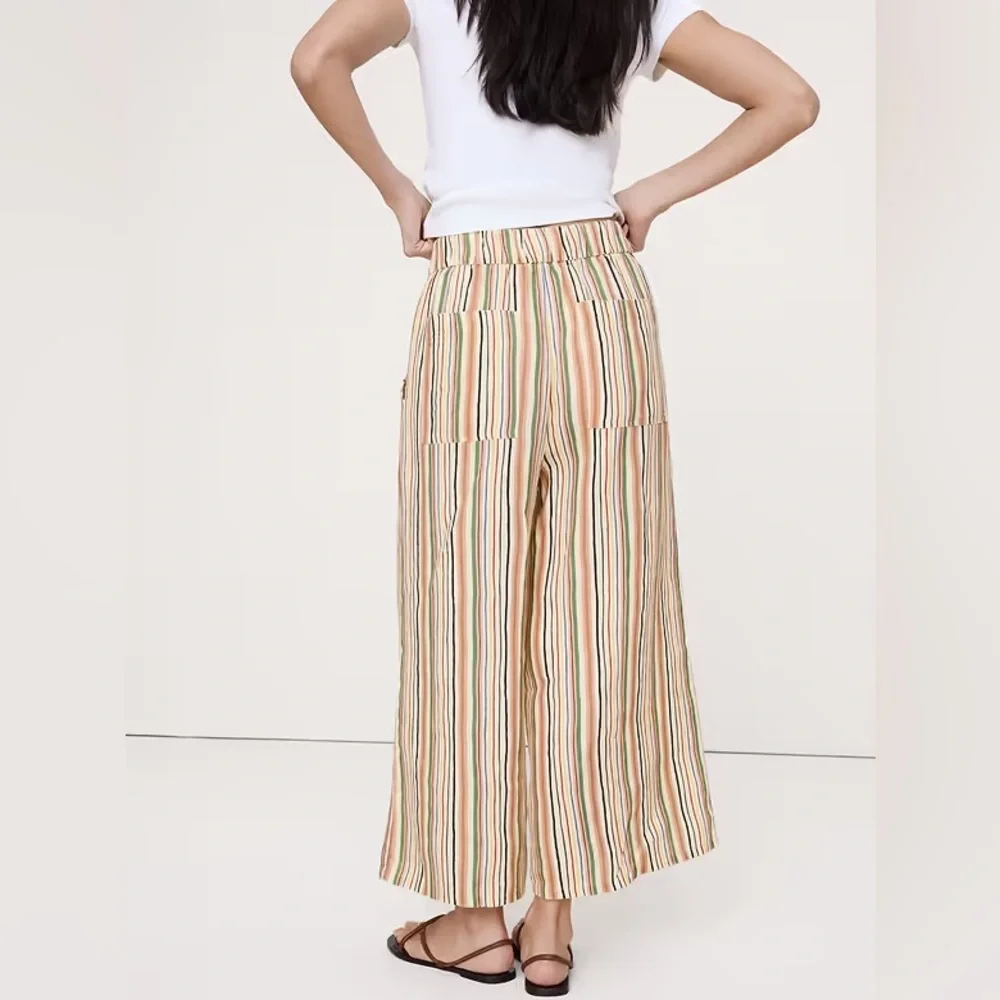 NWT! Banana Republic The Pull-On Wide-Leg Ankle Pant In Linen 🩷 875436 M TALL